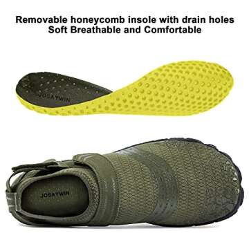 Josaywin Water Shoes for Men Quick Dry Wide Toe Aqua Shoes Adjustable Barefoot Sock for Swim Beach River Pool Surf Size 16 Army Green