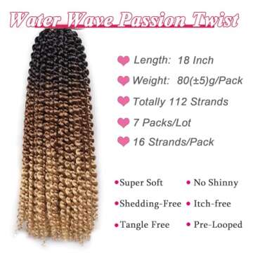 Leeven 18 Inch Ombre Brown Water Wave Passion Twist Crochet Hair