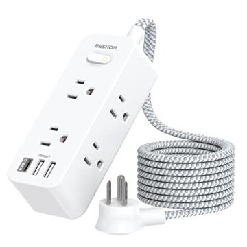 Power Strip with 6 Outlets & USB, 5Ft Cord