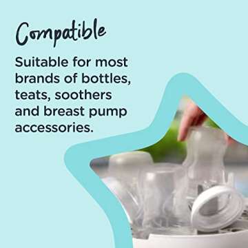 Tommee Tippee Microwave Steam Sterilizer for Baby Bottles and Accessories, Kills Viruses and 99.9% of Harmful Microbes, 4-Minute Sterilisation Cycle