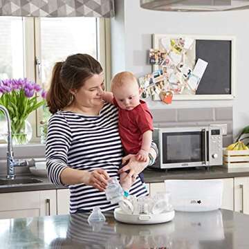 Tommee Tippee Microwave Steam Sterilizer for Baby Bottles and Accessories, Kills Viruses and 99.9% of Harmful Microbes, 4-Minute Sterilisation Cycle