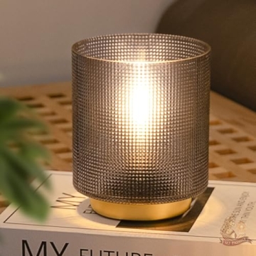 MJ PREMIER Battery Operated Lamp with Timer - Stylish Small Cordless Table Lamp for Home Decor (Grey...
