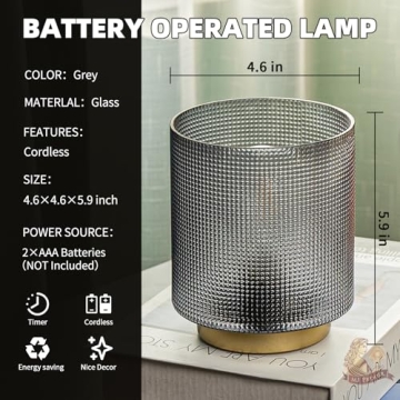 MJ PREMIER Grey Battery Operated Table Lamp with Timer
