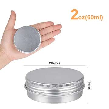 Aluminum Tin Cans, 24PCS 2 Oz Metal Round Containers Screw Lid Empty Small Travel Tins for Candles, Salve, Cosmetics