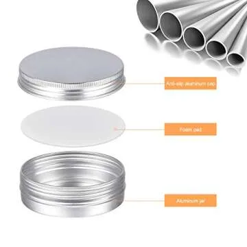 Aluminum Tin Cans, 24PCS 2 Oz Metal Round Containers Screw Lid Empty Small Travel Tins for Candles, Salve, Cosmetics
