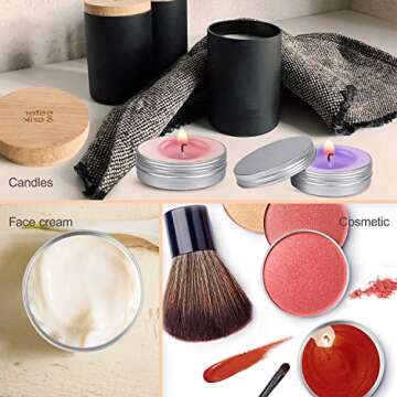 Aluminum Tin Cans, 24PCS 2 Oz Metal Round Containers Screw Lid Empty Small Travel Tins for Candles, Salve, Cosmetics