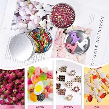 Aluminum Tin Cans, 24PCS 2 Oz Metal Round Containers Screw Lid Empty Small Travel Tins for Candles, Salve, Cosmetics