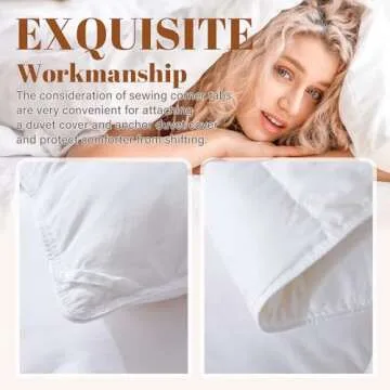 Cosybay Queen Size Feather Down Fiber Comforter - Ultra Fluffy Duvet Insert with Soft Cotton Cover, All Season Hotel Luxury Bedding with Corner Tabs, 90"x90" White