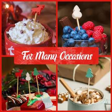 BambooMN - Christmas Holiday Bamboo Party Picks Skewers for Fruit Sandwiches Cocktails - 5.9" (15cm)...