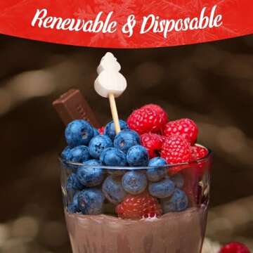 BambooMN - Christmas Holiday Bamboo Party Picks Skewers for Fruit Sandwiches Cocktails - 5.9" (15cm) - Pinetree, Reindeer, Snowman - 100pcs