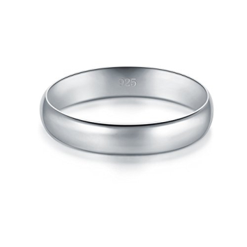BORUO 925 Sterling Silver Ring Elegant Unisex Band Gift
