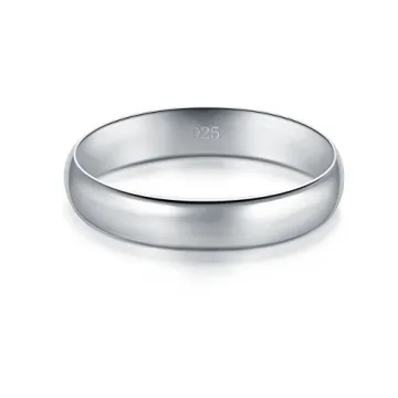 BORUO 925 Sterling Silver Ring Elegant Unisex Band Gift
