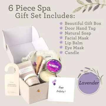 Lizush Luxury 6-Piece Lavender Spa Kit - Ultimate Self-Care Experience for Women