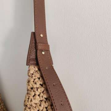 Straw Crossbody Shoulder Bag, Beach Woven Hobo Bags with Adjustable Strap, Large Capacity Straw Crescent Bags for Summer Vacation