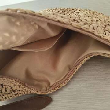 Straw Crossbody Shoulder Bag, Beach Woven Hobo Bags with Adjustable Strap, Large Capacity Straw Crescent Bags for Summer Vacation