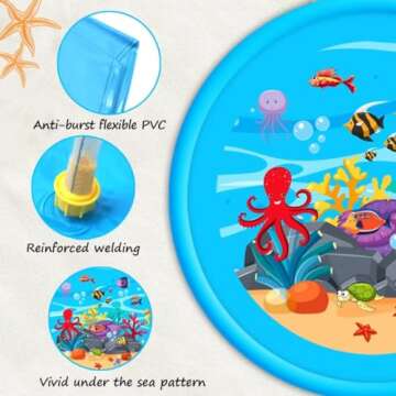2024 Upgraded Splash Pad - Sprinkler for Kids Anti-Burst Water Play Mat, Summer Outdoor Water Toys Backyard Activities for Toddlers Kids Age 3 4 5 6 7 8 9 10 11 12 Year Old
