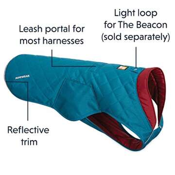 Ruffwear, Stumptown Insulated and Reflective, Cold Weather Winter Jacket for Dogs, Metolius Blue, Small