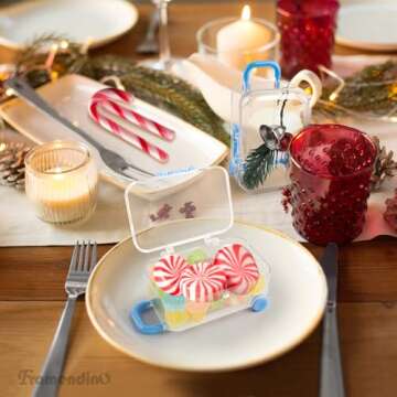 Framendino, 4 Pack Mini Suitcase Candy Box Plastic Travel Boxes for Home Decoration 4 Colors