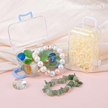 Framendino, 4 Pack Mini Suitcase Candy Box Plastic Travel Boxes for Home Decoration 4 Colors