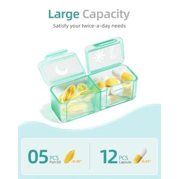AM PM Pill Organizer 2 Times A Day, 7 Day Pill Box Weekly Pill Organizer Travel with Separate Contai...
