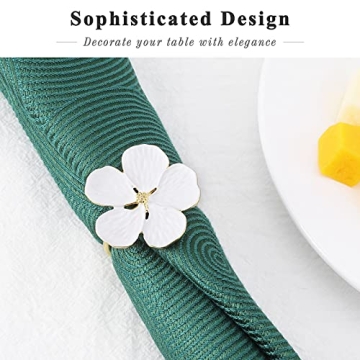 Lewondr Elegant Flower Napkin Rings Set for Table Decor