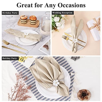 Lewondr Elegant Flower Napkin Rings Set for Table Decor
