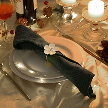 Lewondr Elegant Flower Napkin Rings Set for Table Decor