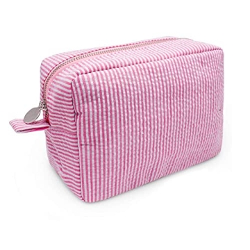 Stylish Seersucker Cosmetic Bag for Travel and Everyday Use