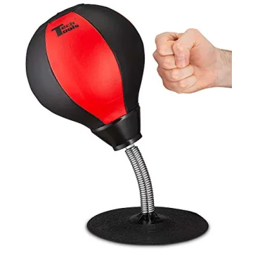 Tech Tools Stress Buster Desktop Punching Bag - Heavy Duty Stress Relief Ball for Office, White Elep...