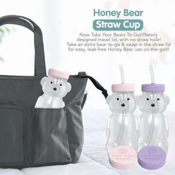 The 730 Project Honey Bear Straw Cup for Babies, 8oz Honey Bear Cup with Travel Lid, 2-Pack Therapy ...