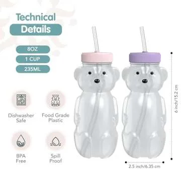 Honey Bear Straw Cup for Babies, 2-Pack Travel Set
