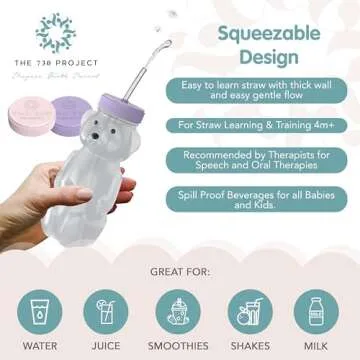 Honey Bear Straw Cup for Babies, 2-Pack Travel Set