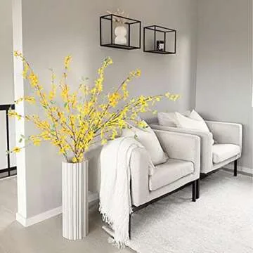 AILANDA 40.6''Artificial Flowers Silk Fake Forsythia Branches, 4PCS Faux Long Stem Flowers Winter Ja...