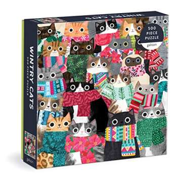 Enjoy the Wintry Cats 500 Piece Puzzle for Family Fun - Perfect Holiday Gift!