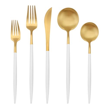 Elegant 5-Piece Matte Gold Silverware Set for Dining