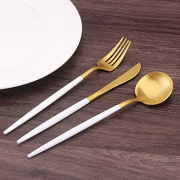 Elegant 5-Piece Matte Gold Silverware Set for Dining