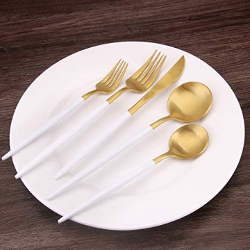 Elegant 5-Piece Matte Gold Silverware Set for Dining