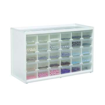 ArtBin 6830PC Store-In-Drawer Cabinets - Wall Mountable Storage Cabinet with 30 Drawers, Art & Craft Organizer, Clear/White
