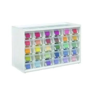 ArtBin 6830PC Store-In-Drawer Cabinets - Wall Mountable Storage Cabinet with 30 Drawers, Art & Craft Organizer, Clear/White