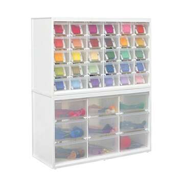 ArtBin 6830PC Store-In-Drawer Cabinets - Wall Mountable Storage Cabinet with 30 Drawers, Art & Craft Organizer, Clear/White