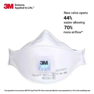 3M Aura N95 Respirator 9211+ - Cool Flow Valve, Pack of 10