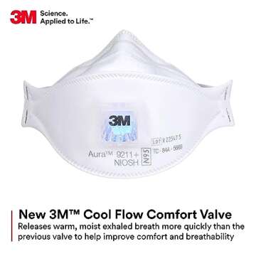 3M Aura N95 Respirator 9211+ - Cool Flow Valve, Pack of 10