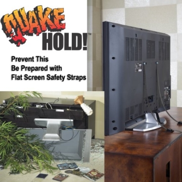 QuakeHOLD! 70" Flat Screen T Safety Straps for Child Proofing