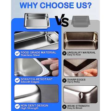 WantJoin Full Size Steam Table Pans, 6-Pack 2.5 Inch Deep Restaurant Steam Table Pans Commercial, Hotel Pan Made of 201 Gauge Stainless Steel