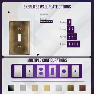 ENERLITES Double Toggle Light Switch Metal Cover Plate, Stainless Steel Wall Plate, Corrosion Resistant, Standard Size 2-Gang 4.50" x 4.57", Stainless Steel 201, 7712-AB, Antique Brass (Pack of 1)