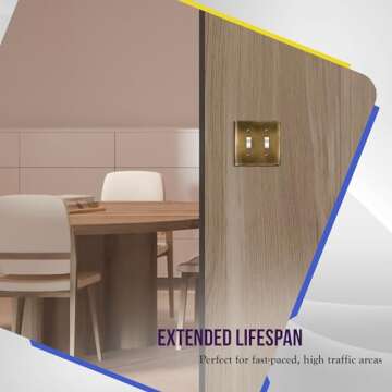 ENERLITES Double Toggle Light Switch Metal Cover Plate, Stainless Steel Wall Plate, Corrosion Resistant, Standard Size 2-Gang 4.50" x 4.57", Stainless Steel 201, 7712-AB, Antique Brass (Pack of 1)