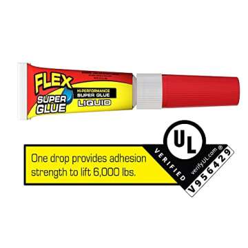 Flex Super Glue Liquid, (2) 3 Gram Tubes, 1-Pack, Clear, Instant Bond, Quick Dry, Cyanoacrylate Adhe...
