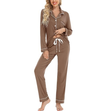Leikar Women Pajama Set Long Sleeve Soft Sleepwear