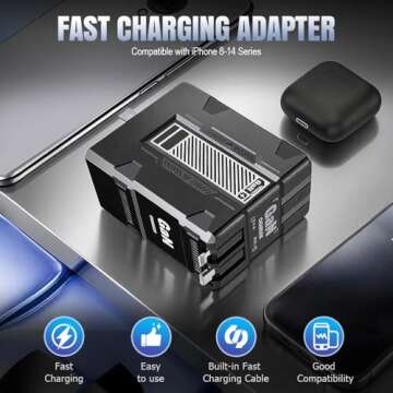 2 in 1 GaN Charger 120w - Fast Compact Charging with Retractable Cables
