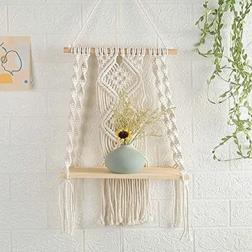 Handmade Macrame Wall Hanging Shelf for Boho Decor